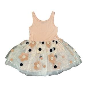 Nordstrom Layered Tutu Fairy Dress Sleeveless Appliquéd Flowers Dots Girls Sz 7